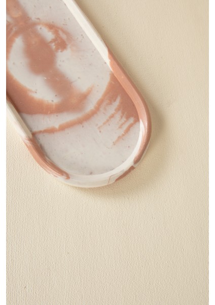 Beton Oval Terracotta Beyaz Mermer Desenli Altlık/sunumluk/tepsi/beton Dekoratif Sunumluk fırsatları