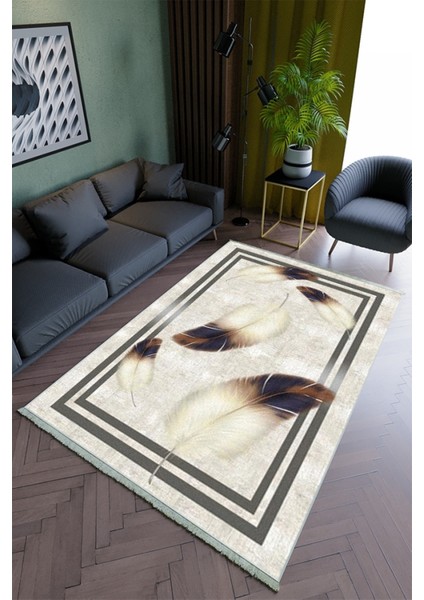 Salon Halısı Modern Gri Çerçeve Yolluk Kaymaz Yuvarlak Oval Kesme Ince Yıkanabilir Halı