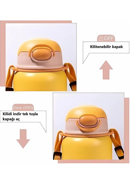 Dıller 420ML Pipetli Askılı Çelik Matara 6 Saat Sıcak/soğuk Tutma Süresi 5 Farklı Renk fırsatları