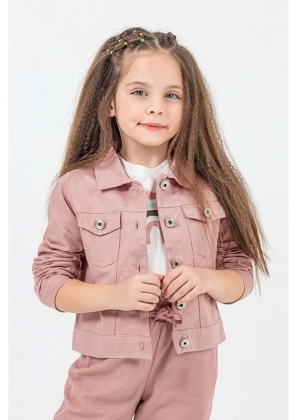 Çocuk Kız Tek Gabardin Ceket D Hopi Kids - Pudra - 6-7 Yaş