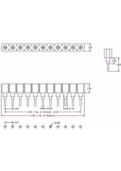1X40 Pin Precision Dişi Header Tek Sıra 2.54MM 180 Derece Yuvarlak Kırılabilir Bölünebilir