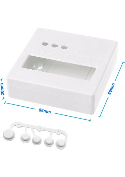 Plastik Proje Kutusu 86X86MM Beyaz Duvara Yüzeye Montaj Tip 1602 LCD 3 Buton Elektronik Devre