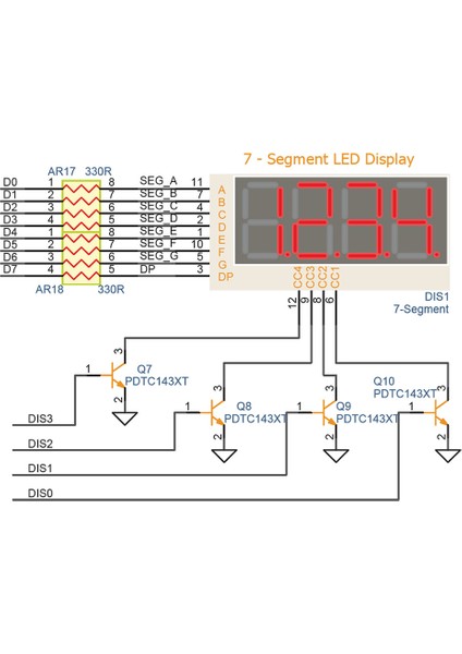 0.56" 4 Hane 7 Segment LED Ekran Kırmızı Ortak Katot 14MM 4 Digit