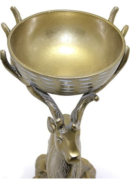 Metal Geyikli Kase 32 cm Dekoratif Hediyelik