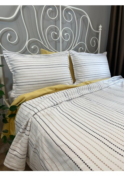 Linea Yatak Örtüsü Set Çift Kişilik Bej-Kahve-Ekru