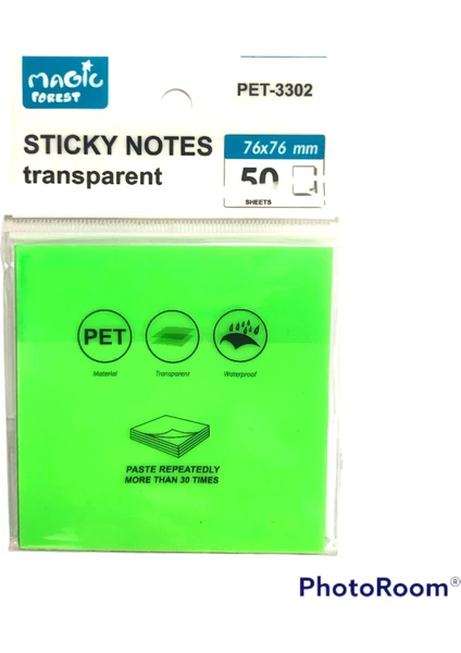 Sticky Notes Şeffaf Post-It 76X76 - 50 Yaprak - Neon Yeşil