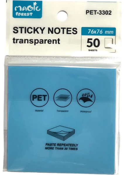 Sticky Notes Şeffaf Post-It 76X76 - 50 Yaprak - Mavi