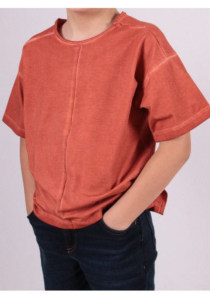 TheCatu Erkek Çocuk Regular Fit Kısa Kol Turuncu T-Shirt
