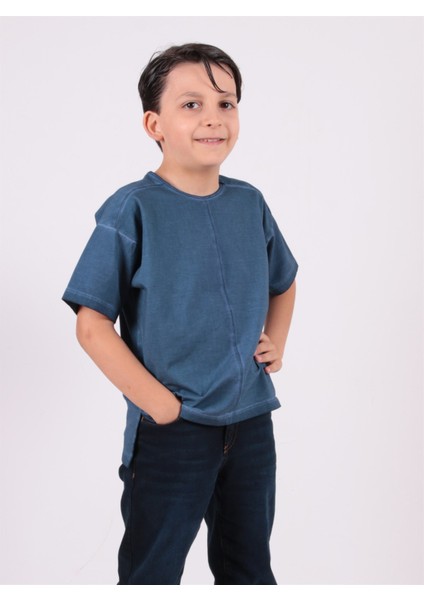 Thecatu Çocuk Regular Fit Kısa Kol İndigo T-Shirt 3011Ç