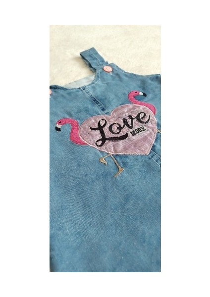 Kız Bebek Çocuk Love Flamingo Kot Jile Kalp Desen Jean Salopet Denim Elbise10 modelleri