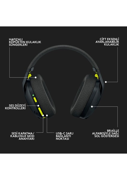 G G435 Lıghtspeed Kablosuz Oyuncu Kulaklığı - Siyah (KUTUSUZ )