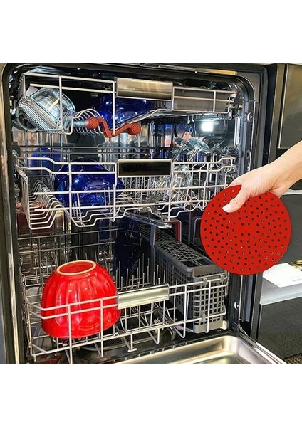20 Cm'lik Kırmızı Renkte Isıya Dayanabilen ve Yıkanabilen Yuvarlak Silikon Airfryer ve Fırın Matı