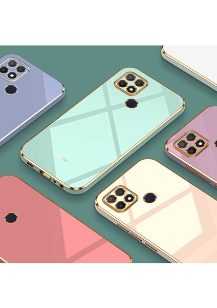 Realme C21Y Uyumlu Kılıf Kamera Korumalı Parlak Gold Kenarlı Yumuşak Silikon Kapak Altın Işlemeli fiyatları