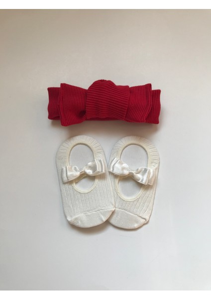 Nis Butik Bebek Set,bandana Babet Çorap Takım Set