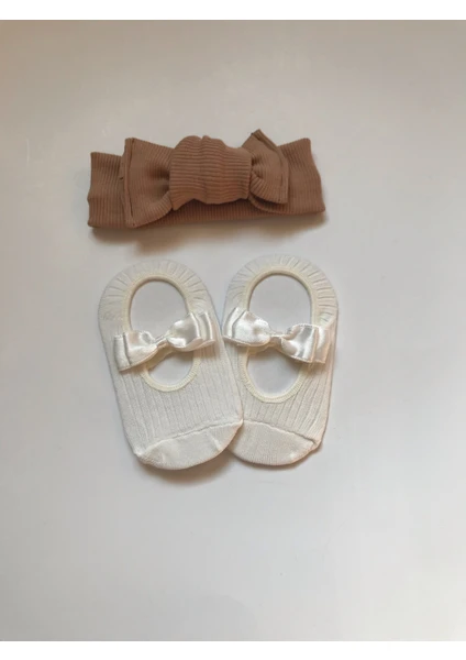 Nis Butik Bebek Set,bandana Babet Çorap Takım Set