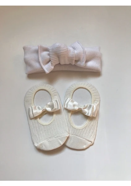 Nis Butik Bebek Set,bandana Babet Çorap Takım Set