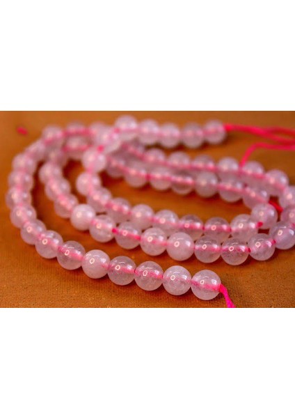 Pembe Kuvars Taşı Yarım Dizi 6mm (18CM Uzunluğundadır)