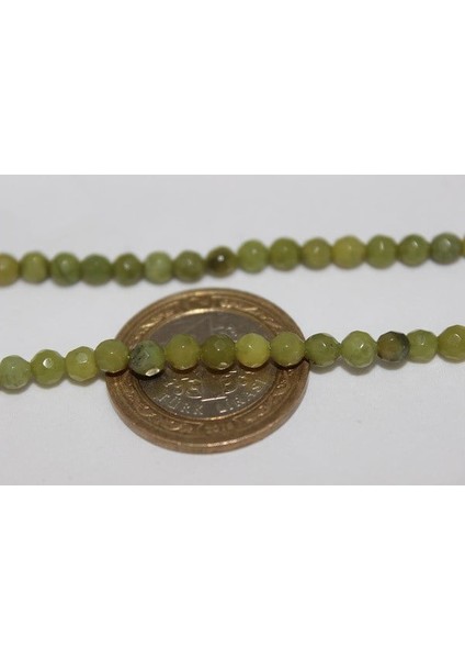 Peridot (Zebercet) Taşı Faset Kesim Yarım Dizi 4mm (18CM Uzunluğundadır)