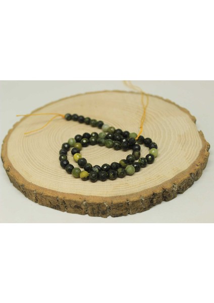 Peridot (Zebercet) Taşı Koyu Renk Faset Kesim Yarım Dizi 6mm (23160) (18CM Uzunluğundadır)