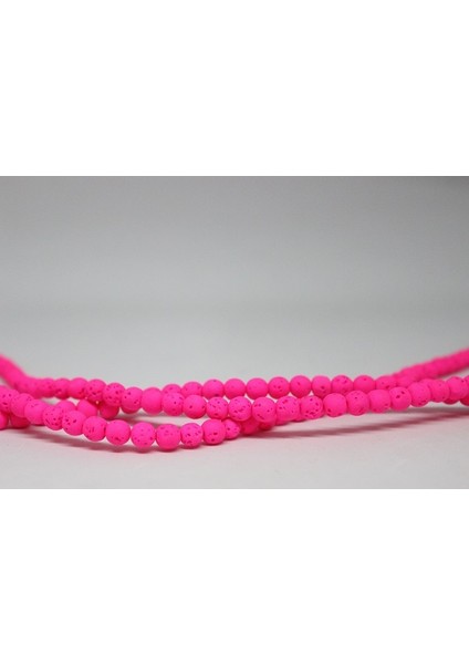 Lav Taşı Fosforlu Pembe Renkli Yarım Dizi 6mm (18CM Uzunluğundadır)