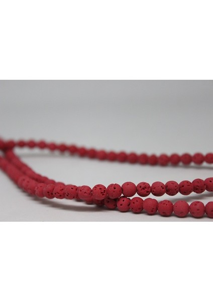 Lav Taşı Kırmızı Renkli Yarım Dizi 6mm (18CM Uzunluğundadır)
