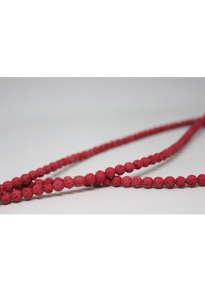 Lav Taşı Kırmızı Renkli Yarım Dizi 6mm (18CM Uzunluğundadır) modelleri