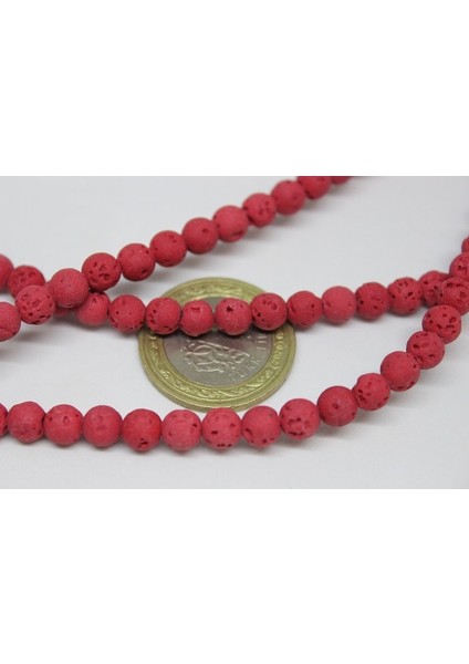 Lav Taşı Kırmızı Renkli Yarım Dizi 6mm (18CM Uzunluğundadır) fırsatları