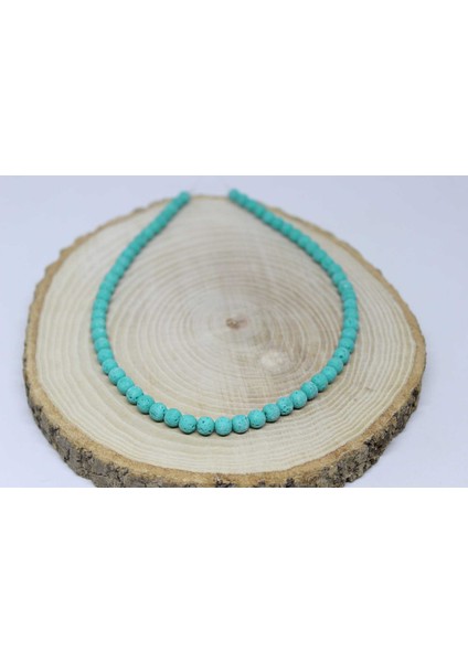 Lav Taşı Su Yeşili Yarım Dizi 6mm (18CM Uzunluğundadır)