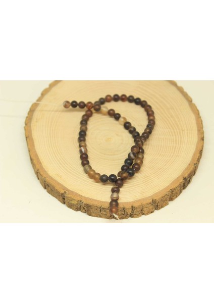 Akik Taşı Yarım Dizi 6mm (27905) (18CM Uzunluğundadır)