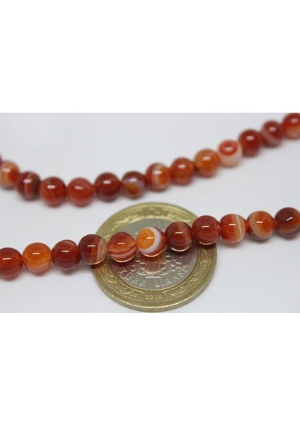 Akik Taşı Yarım Dizi 6mm (7666) (18CM Uzunluğundadır)