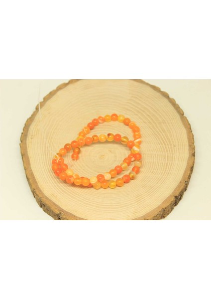 Akik Taşı Yarım Dizi 6mm (27885) (18CM Uzunluğundadır)