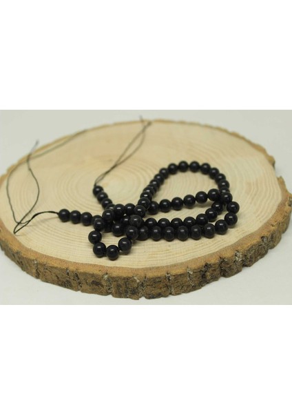 Shungite (Şungit) Taşı Yarım Dizi 6mm (18CM Uzunluğundadır)