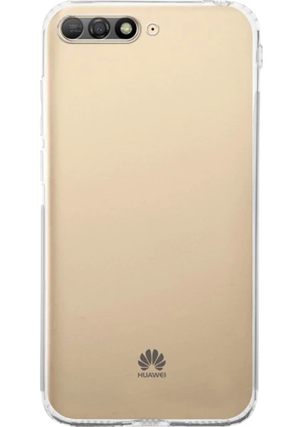 Case World Huawei Y6 2018 ile Uyumlu Kapak Kamera Korumalı Tıpalı Silikon Şeffaf Kılıf