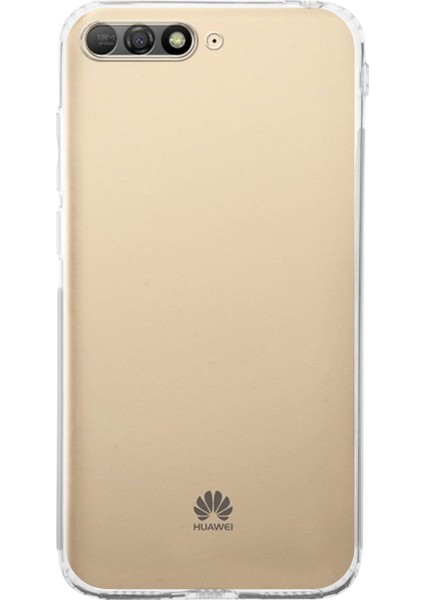 Huawei Y6 2018 ile Uyumlu Kapak Kamera Korumalı Tıpalı Silikon Şeffaf Kılıf