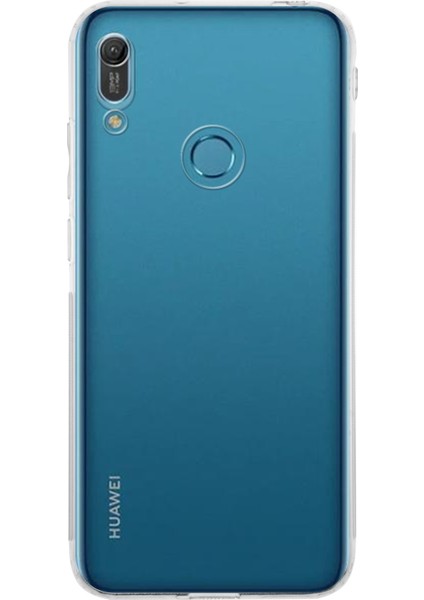 Huawei Y6 Pro 2019 ile Uyumlu Kapak Kamera Korumalı Tıpalı Silikon Şeffaf Kılıf