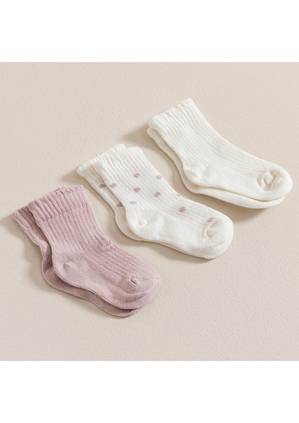 Triko 3 Lü Fırfırlı Çorap Ekru