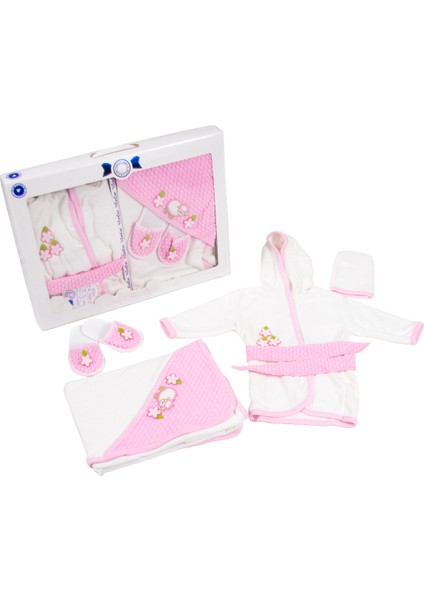 Bebek Pembe Bornoz Takımı 4 Parça Havlu Terlik Kese Bornoz fiyatları