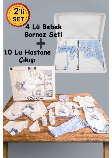 Erkek Bebek Yenidoğan 10'lu Hastane Çıkışı + Bebek Bornoz Seti