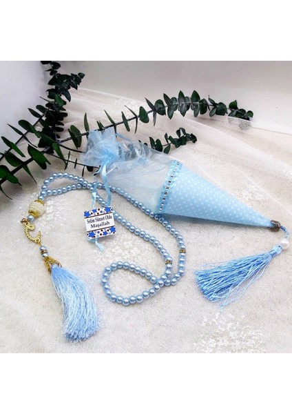 20 Adet Asetatlı Külah Incili Tesbihli Erkek Bebek Mevlüt Lik