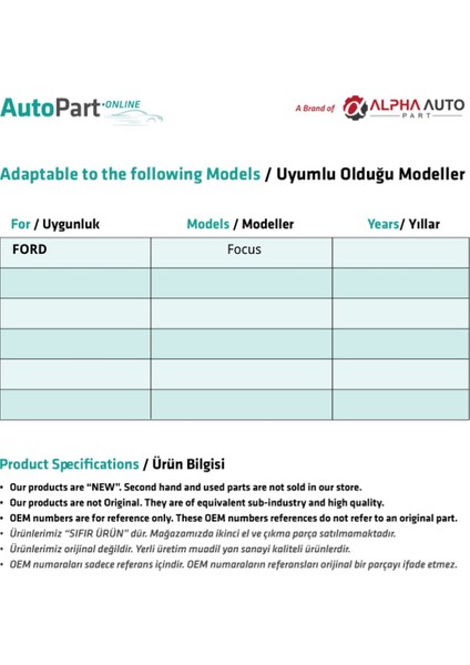 Ford Focus Için Kapı Switch (Su Geçirmez) 50'li