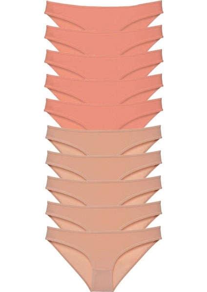 10 adet Süper Eko Set Likralı Kadın Slip Külot Pudra Ten