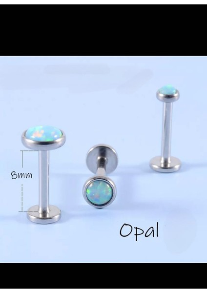 Cerrahi Çelik Opal Taşlı Labret Tragus Helix Dudak Conch Forward Helix Uyumlu Piercing