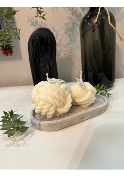 Kokulu Mum , Dekoratif Örgü Mum , %100 Soya Mum, Dekoratif Mum, 2'li Set Mum, Soya Wax