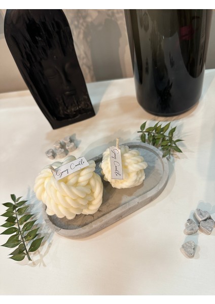 Kokulu Mum , Dekoratif Örgü Mum , %100 Soya Mum, Dekoratif Mum, 2'li Set Mum, Soya Wax
