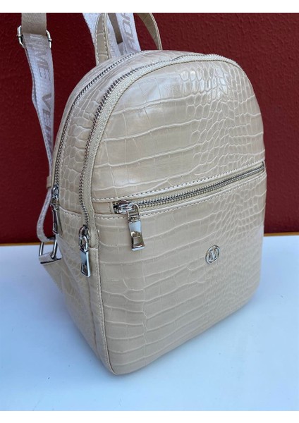 Kadın Sırt Çantası MV079 Kroko Bej
