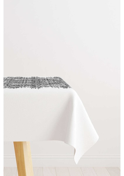 Beyaz Gri Etnik Çiçekli Masa Örtüsü CGH090-MS