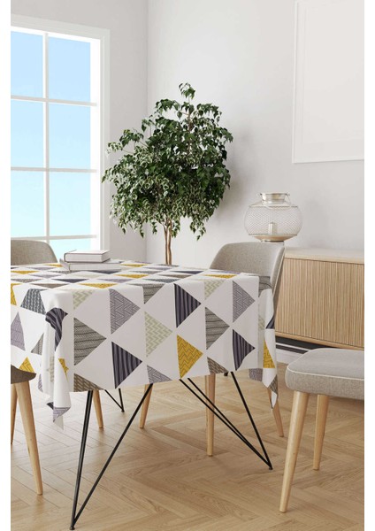 Gri Sarı Geometrik Desenli Masa Örtüsü CGH078-MS fiyatları
