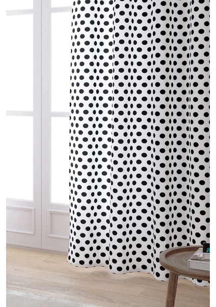 Beyaz Siyah Puantiye Desenli Dijital Baskılı Perde CGH1040-PR fiyatları