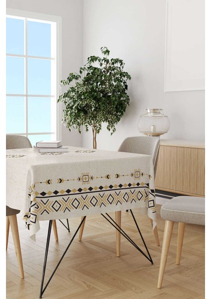 Krem Siyah Etnik Kilim Desenli Dijital Baskılı Masa Örtüsü CGH1086-MS fiyatları