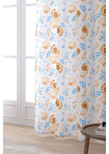 Mavi Turuncu Marin Desenli Dijital Baskılı Perde CGH1135-PR fiyatları